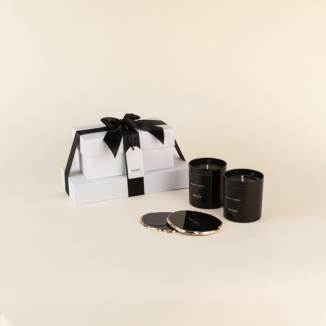 Black Luxury Candle Coaster Gift Set